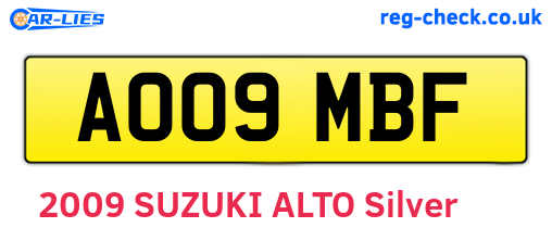 AO09MBF are the vehicle registration plates.