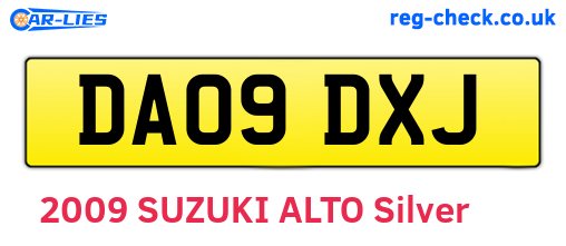 DA09DXJ are the vehicle registration plates.