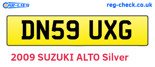 DN59UXG are the vehicle registration plates.