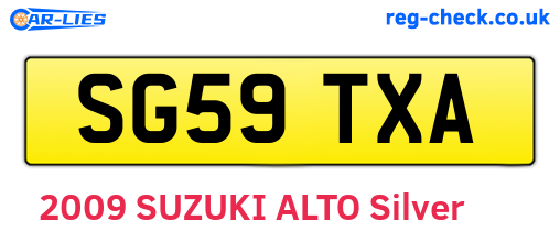 SG59TXA are the vehicle registration plates.