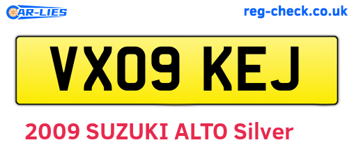 VX09KEJ are the vehicle registration plates.