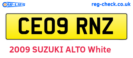 CE09RNZ are the vehicle registration plates.