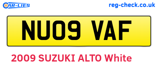 NU09VAF are the vehicle registration plates.