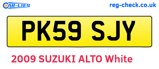 PK59SJY are the vehicle registration plates.