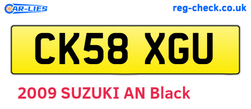 CK58XGU are the vehicle registration plates.