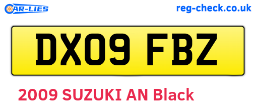 DX09FBZ are the vehicle registration plates.