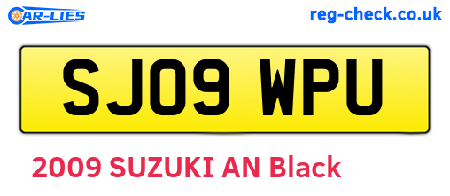 SJ09WPU are the vehicle registration plates.