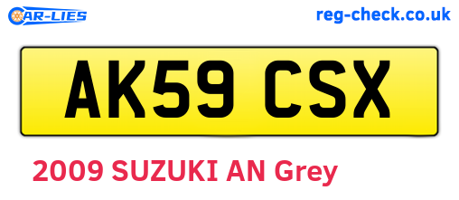 AK59CSX are the vehicle registration plates.