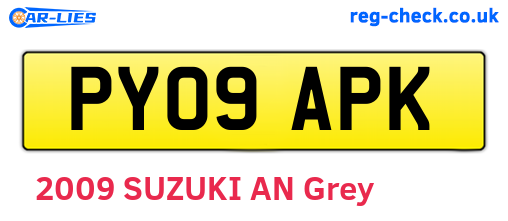 PY09APK are the vehicle registration plates.