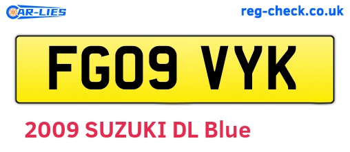FG09VYK are the vehicle registration plates.