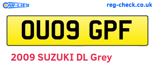 OU09GPF are the vehicle registration plates.