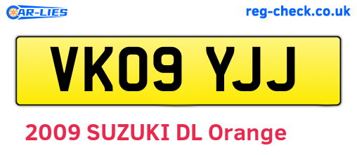 VK09YJJ are the vehicle registration plates.