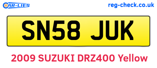SN58JUK are the vehicle registration plates.