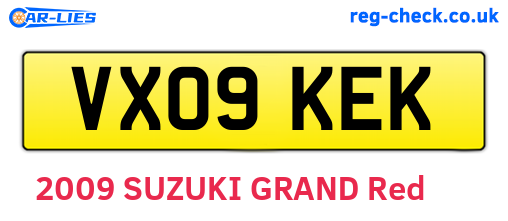 VX09KEK are the vehicle registration plates.