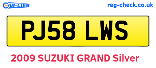 PJ58LWS are the vehicle registration plates.
