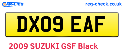 DX09EAF are the vehicle registration plates.