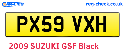PX59VXH are the vehicle registration plates.