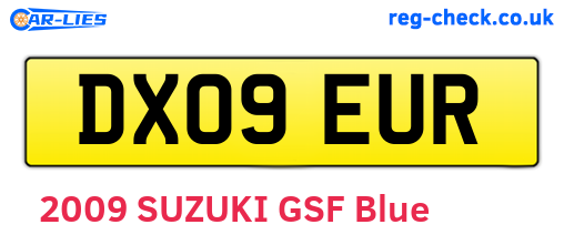 DX09EUR are the vehicle registration plates.