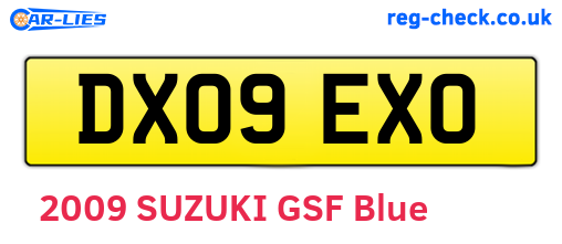 DX09EXO are the vehicle registration plates.