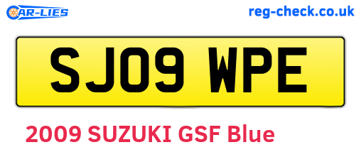 SJ09WPE are the vehicle registration plates.