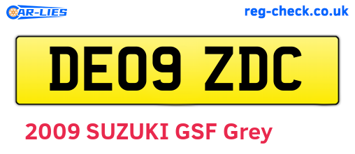 DE09ZDC are the vehicle registration plates.