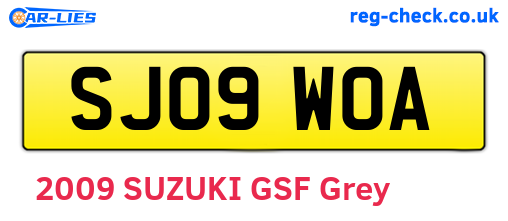SJ09WOA are the vehicle registration plates.