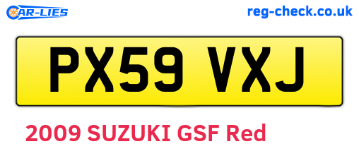 PX59VXJ are the vehicle registration plates.