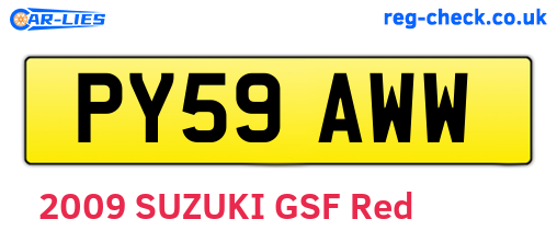 PY59AWW are the vehicle registration plates.