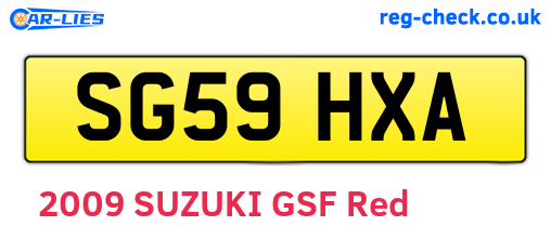 SG59HXA are the vehicle registration plates.