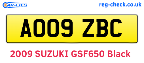 AO09ZBC are the vehicle registration plates.