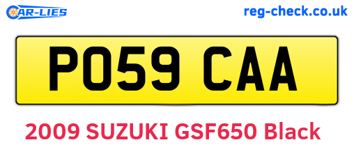 PO59CAA are the vehicle registration plates.