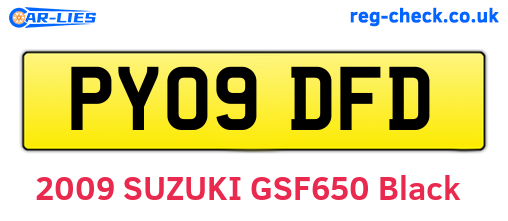 PY09DFD are the vehicle registration plates.