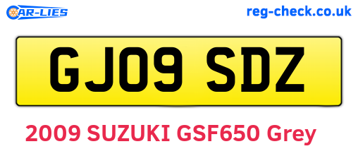 GJ09SDZ are the vehicle registration plates.
