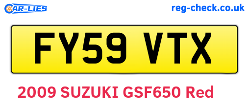 FY59VTX are the vehicle registration plates.