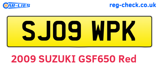 SJ09WPK are the vehicle registration plates.
