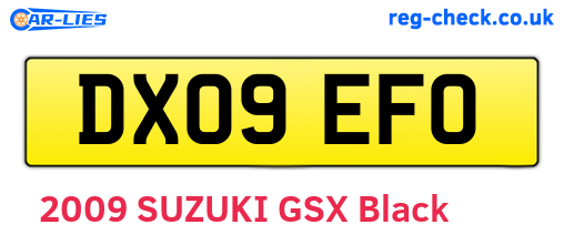 DX09EFO are the vehicle registration plates.
