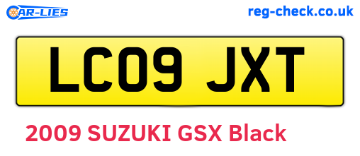 LC09JXT are the vehicle registration plates.