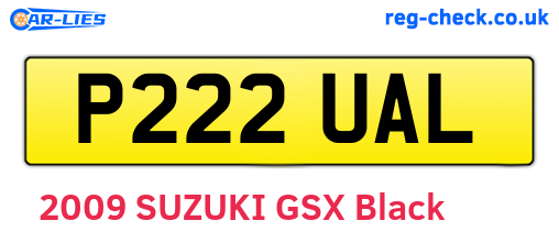 P222UAL are the vehicle registration plates.