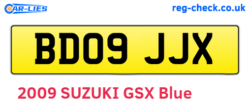 BD09JJX are the vehicle registration plates.