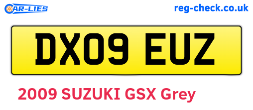 DX09EUZ are the vehicle registration plates.