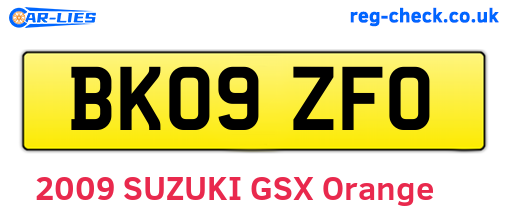 BK09ZFO are the vehicle registration plates.