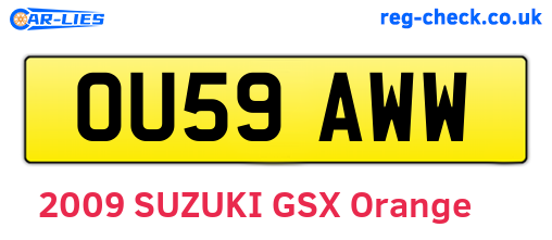 OU59AWW are the vehicle registration plates.