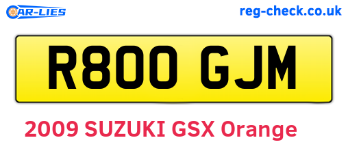 R800GJM are the vehicle registration plates.