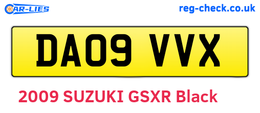DA09VVX are the vehicle registration plates.