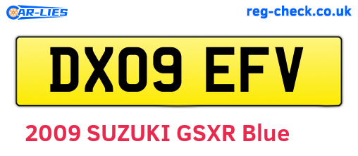 DX09EFV are the vehicle registration plates.