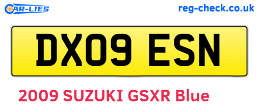 DX09ESN are the vehicle registration plates.