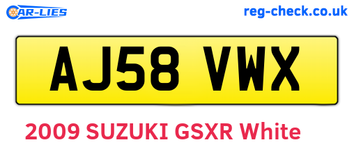 AJ58VWX are the vehicle registration plates.