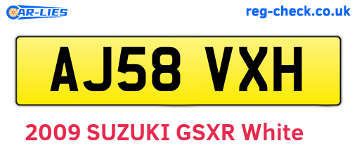 AJ58VXH are the vehicle registration plates.