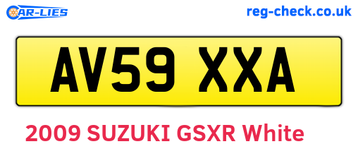 AV59XXA are the vehicle registration plates.