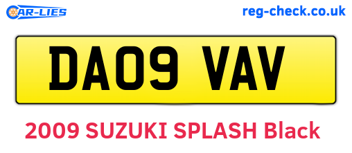 DA09VAV are the vehicle registration plates.
